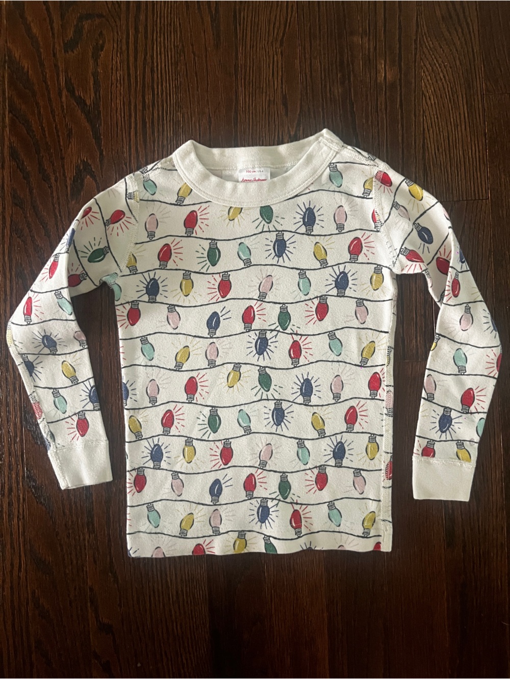 Hanna Andersson White Kids Top with Multi-Color Holiday Lights